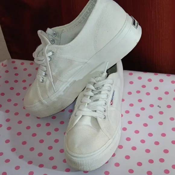 Superga Cream Platform Sneakers - Picture 9 of 9